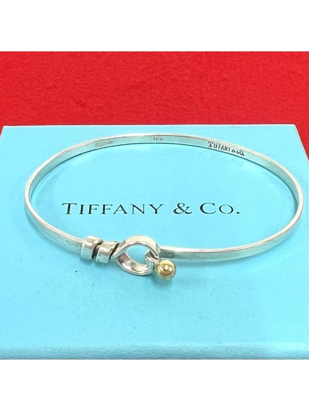 Tiffany & Co Vintage Hook Eye Bangle Silver Gold Bracelet